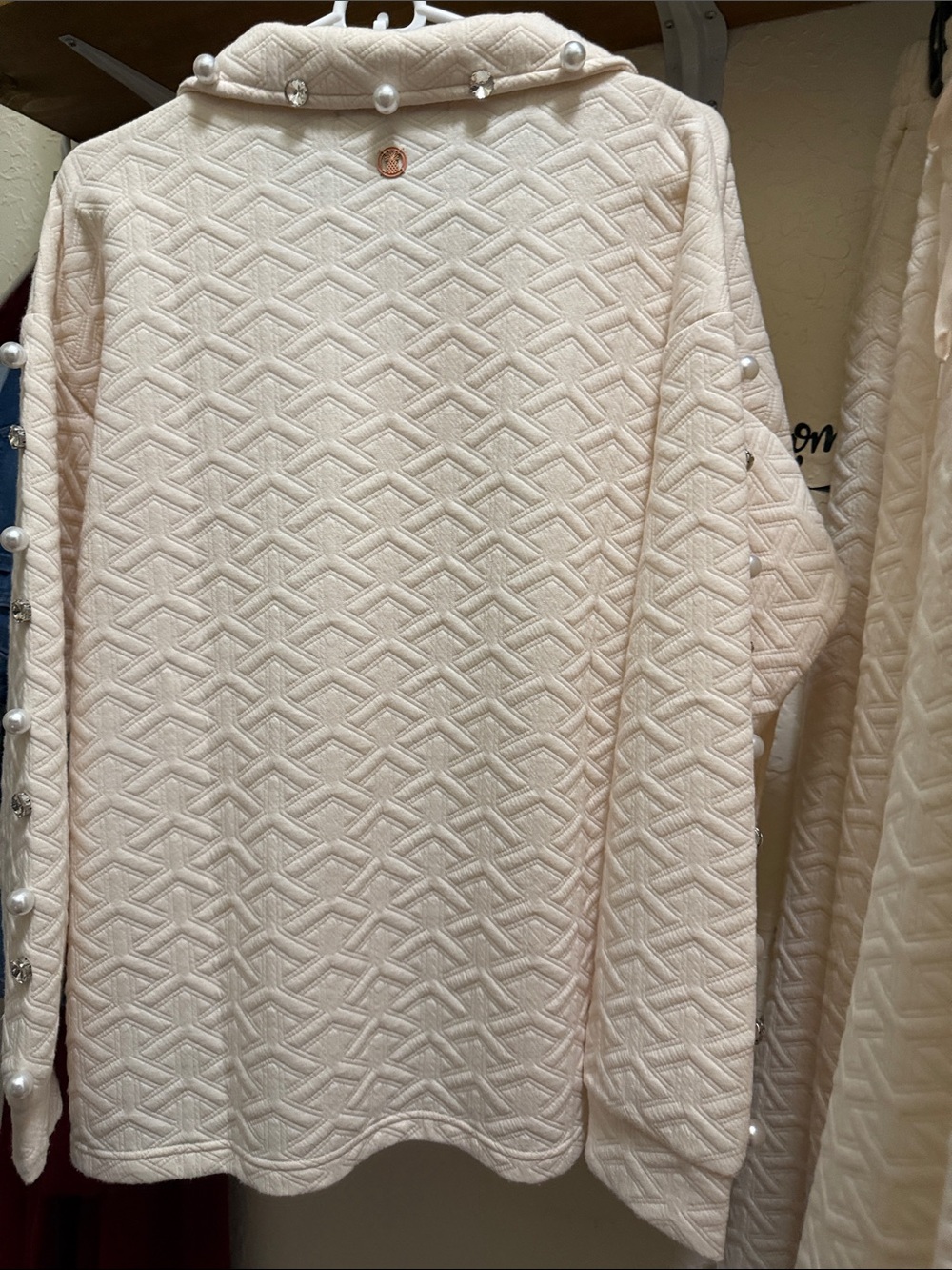 Simply Southern Cream Quilted Pearl-Trim Boot-Cut Jumpsuit Set - Picture 2 of 5